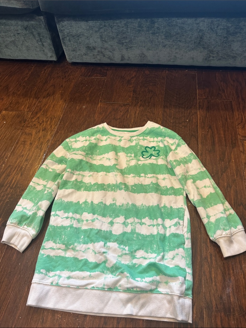 Cat & Jack Green and White Tie-Dye Crewneck Sweatshirt